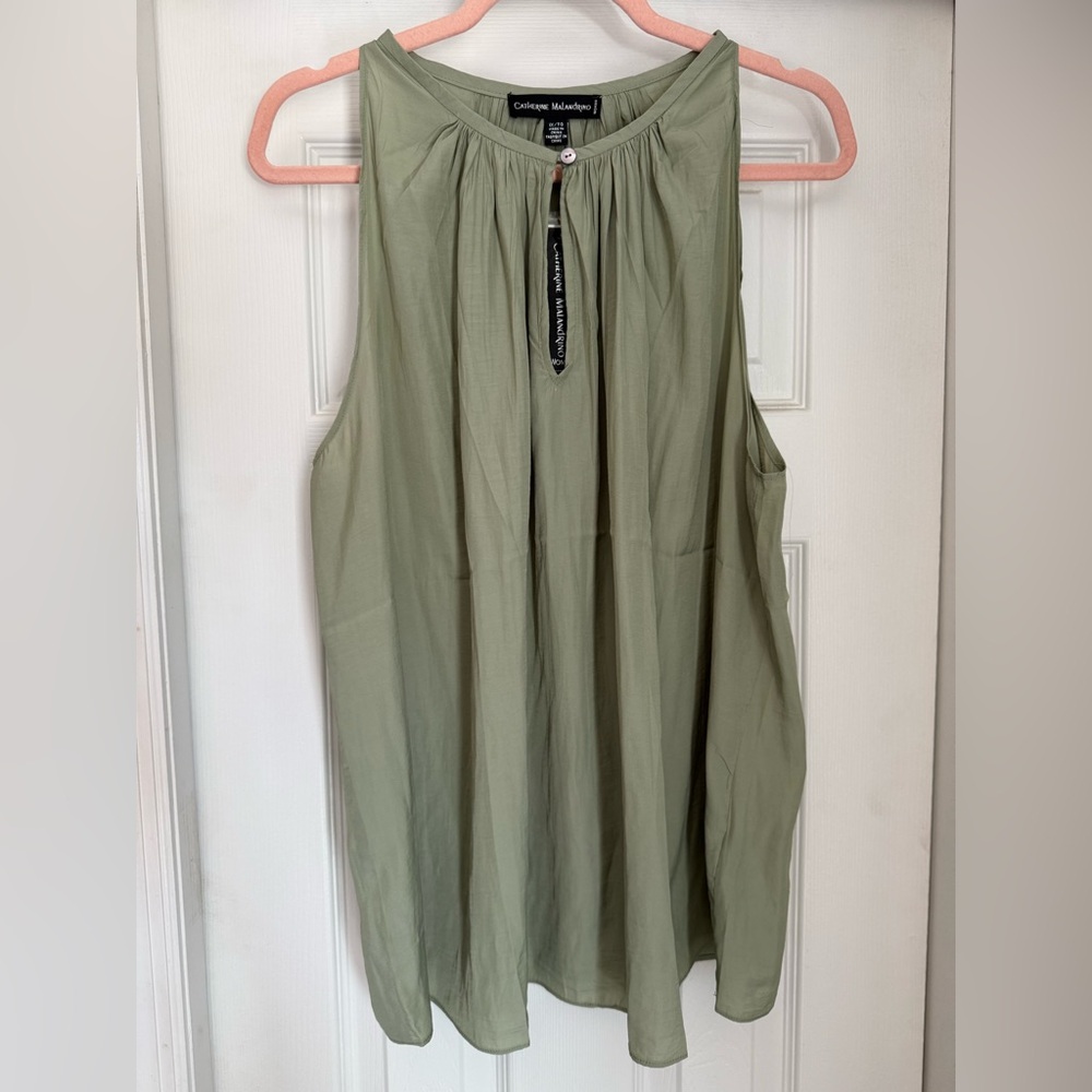 Catherine Malandrino Sage Green Sleeveless Blouse
